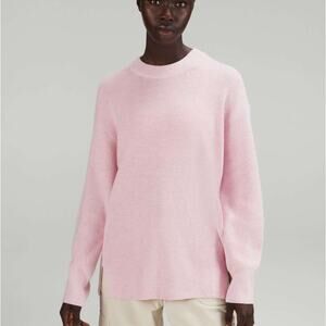 Lululemon Merino Wool Ribbed Crewneck Sweater Pink Peony Women's Size Small